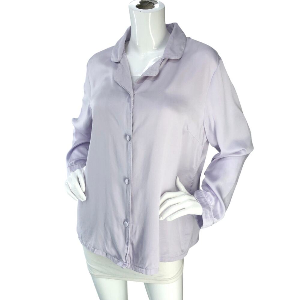 Fishers Finery Blouse Womens S 19 Momme Mulberry Silk Lilac Long Sleeve Button